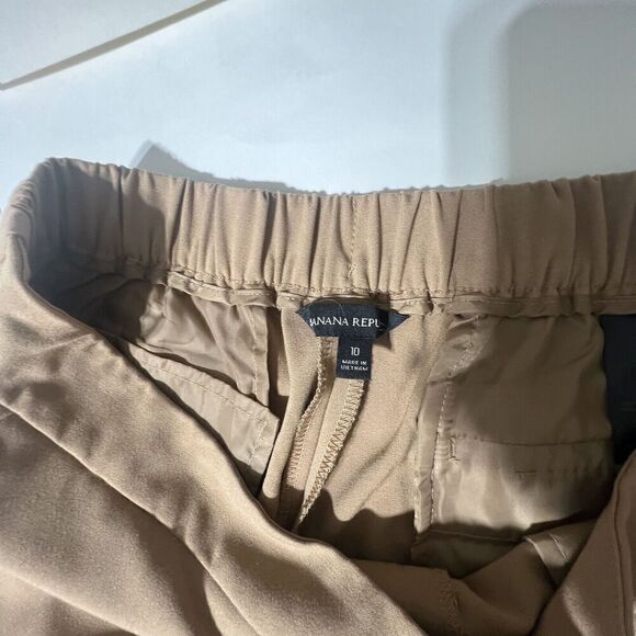 Banana Republic Pants Women's 10 Brown Stretch Slash Pockets Tapered Leg Pull-On - Picture 4 of 13